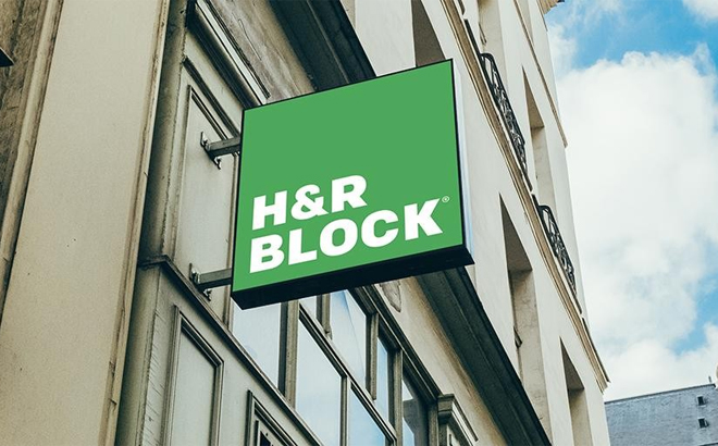 HR Block Sign on a Building