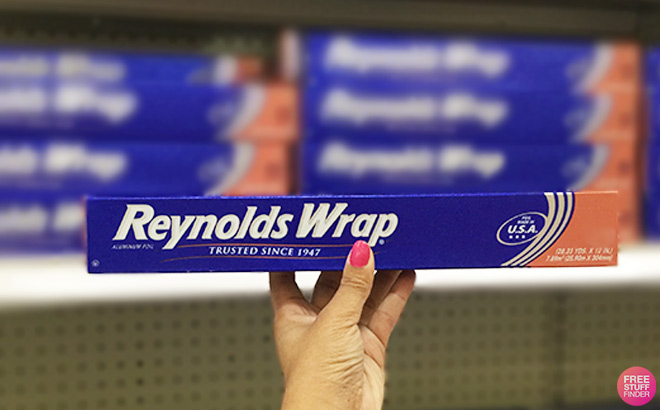 Hand Holding Reynolds Wrap Aluminum Foil
