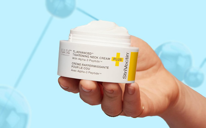 Hand Holding StriVectin Tighten Lift Advanced Neck Cream Hand Holding StriVectin Tighten Lift Advanced Neck Cream