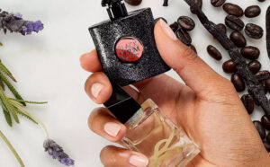 Hand Holding Yves Saint Laurent Mini Black Opium Libre Eau de Parfum Set