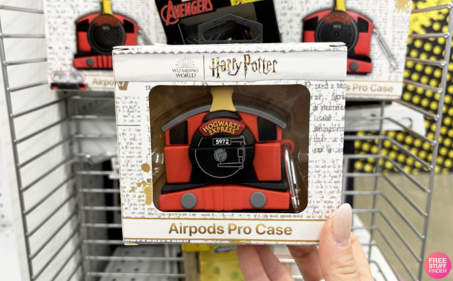 Hand Holding an AirPods Pro Harry Potter Hogwarts Express Case