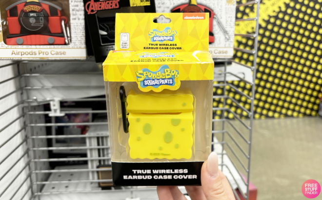 Hand Holding an AirPods Spongebob Squarepants Case Cover Hand Holding an AirPods Spongebob Squarepants Case Cover
