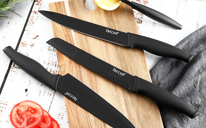 Hecef 6 Piece Knife Set in Black Color
