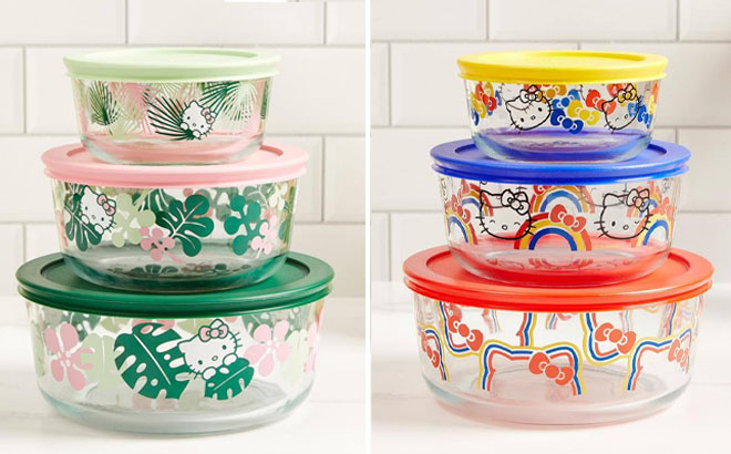 Hello Kitty 6 Piece Glass Food Storage Set