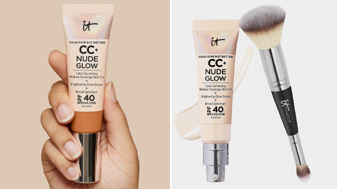 IT Cosmetics CC Nude Glow SPF40 and Luxe Brush Set