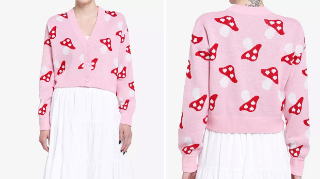 Images of Thorn Fable Heart Mushroom Girls Crop Cardigan