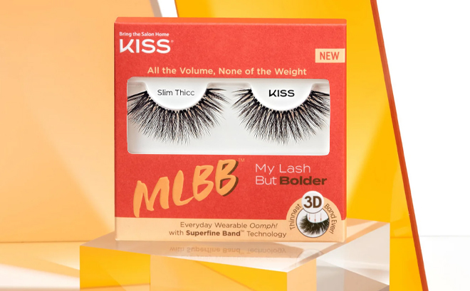 KISS Slim Thicc My Lash But Bolder False Eyelashes on a Product Stand