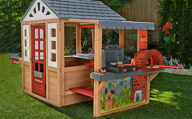 KidKraft Grill Chill Pizza Party Wooden Outdoor Playhouse