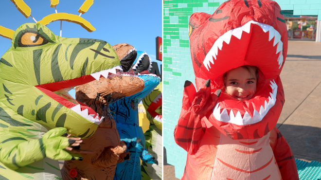 Kids in dino costumes