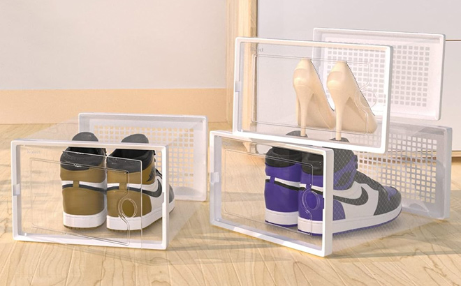 Kuject X Large Shoe Storage Boxes Organizers for Closet 12 Pack