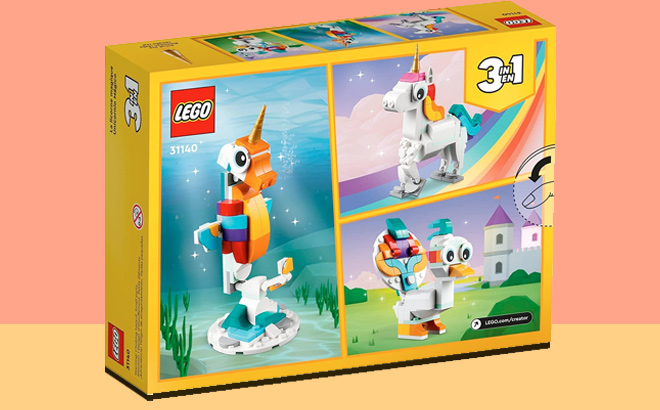 LEGO Creator 3 in 1 Magical Unicorn Toy Transforms from Unicorn to Seahorse to Peacock