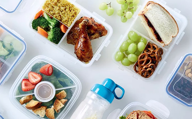 LOCK N LOCK Easy Essentials 12 Piece Meals Divided Rectangular Food Storage Containers