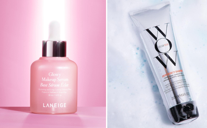 Laneige Glowy Makeup Serum and Color Wow Color Security Shampoo