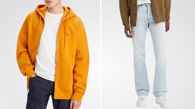 Levis Mens Classic Housemark Zip Up Hoodie and 517 Bootcut Jeans Levis Mens Classic Housemark Zip Up Hoodie and 517 Bootcut Jeans