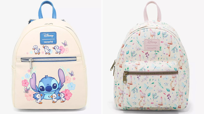 Loungefly Disney Lilo Stitch Stitch With Ducks Mini Backpack and Loungefly Disney Peter Pan Tinker Bell Mushroom Mini Backpack Loungefly Disney Lilo Stitch Stitch With Ducks Mini Backpack and Loungefly Disney Peter Pan Tinker Bell Mushroom Mini Backpack