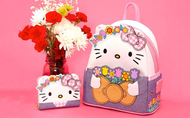 Loungefly Sanrio Spring Florals Hello Kitty Mini Backpack and Wallet