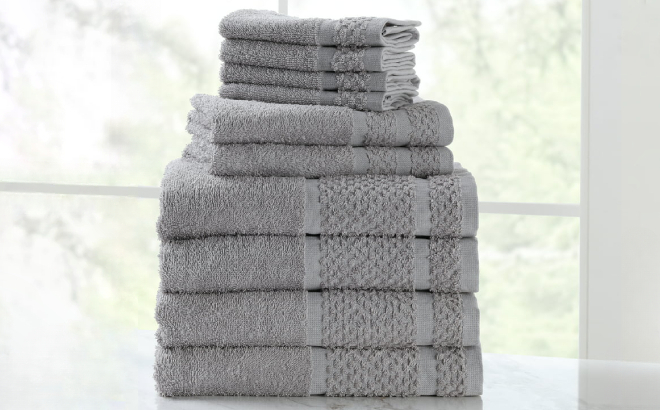 Mainstays 10 Piece Bath Towel Set Gray Color