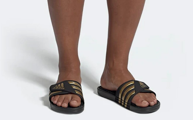 Man is Wearing Adidas Mens Adissage Slides Man is Wearing Adidas Mens Adissage Slides