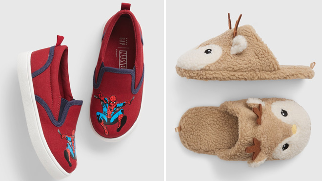Marvel Slip on Sneakers on The Left and Sherpa Slippers on The Right