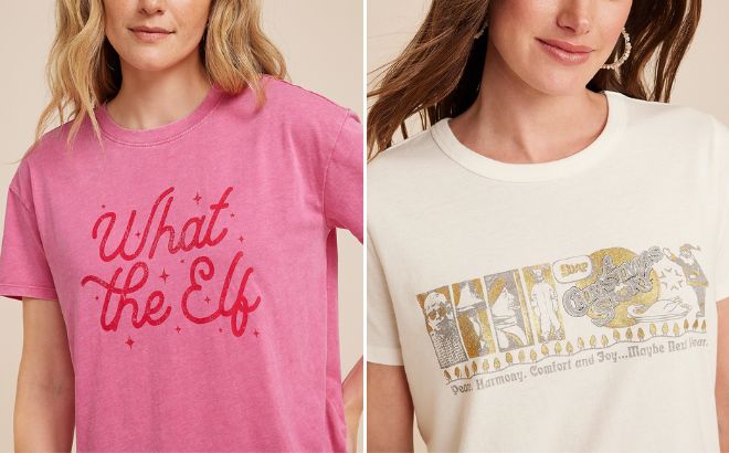 Maurices What The Elf Graphic Tee and A Christmas Story Graphic Tee