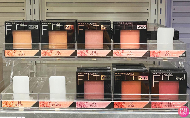 Maybelline Fit Me Blush Products on a Shelf