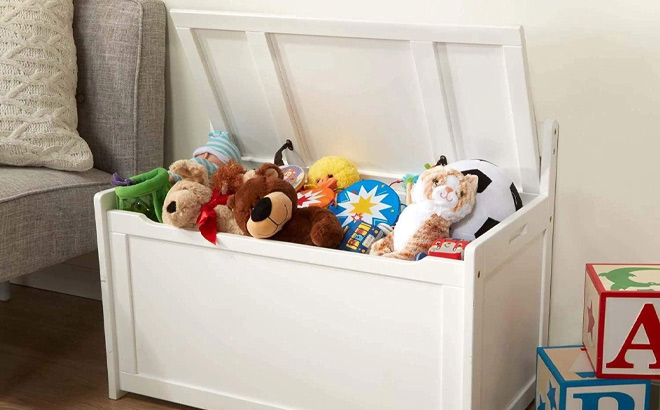 Melissa Doug Wooden Toy Chest in White