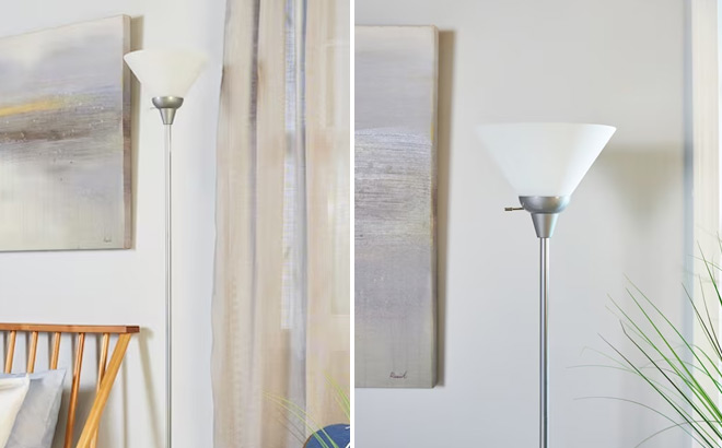 Metallic Torchiere Floor Lamp Split Picture Metallic Torchiere Floor Lamp Split Picture