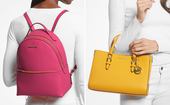 Michael Kors Backpack in Pink and Bag in Yellow