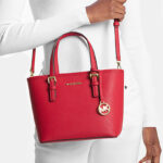 Michael Kors Jet Set Travel Extra Small Saffiano Leather Tote Bag in Bright Red 1