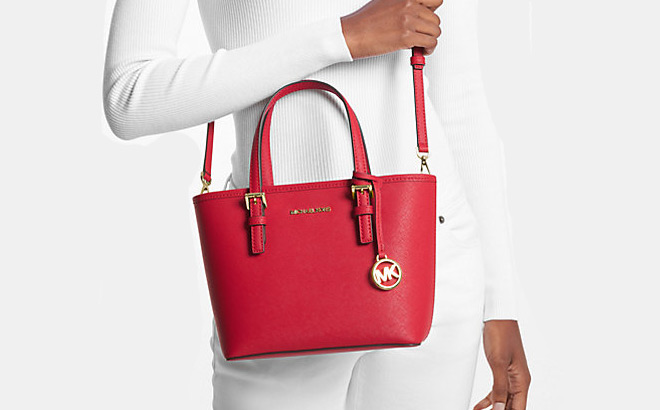 Michael Kors Jet Set Travel Extra Small Saffiano Leather Tote Bag in Bright Red 1