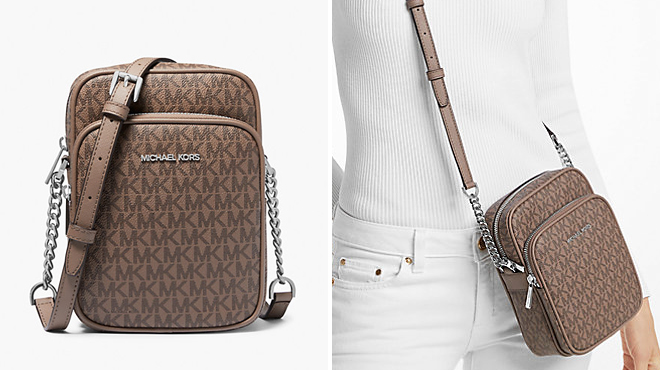 Michael Kors Jet Set Travel Medium Signature Logo Crossbody Bag Michael Kors Jet Set Travel Medium Signature Logo Crossbody Bag