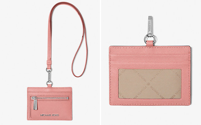 Michael Kors Jet Set Travel Saffiano Leather Card Case Lanyard in Primrose Color Michael Kors Jet Set Travel Saffiano Leather Card Case Lanyard in Primrose Color