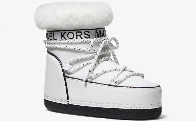 Michael Kors Zelda Nylon Snow Boot in Optic White Color