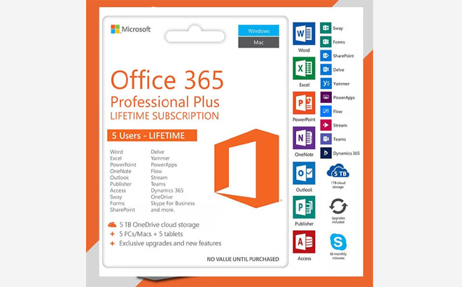 Microsoft Office 365 Professional Plus Lifetime Subscription for PCs and MAC