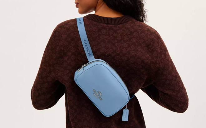 Model Wearing Coach Pace Belt Bag