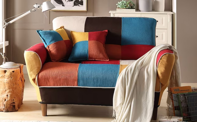 Modern Colorful Reclining Sofa in a Living Room