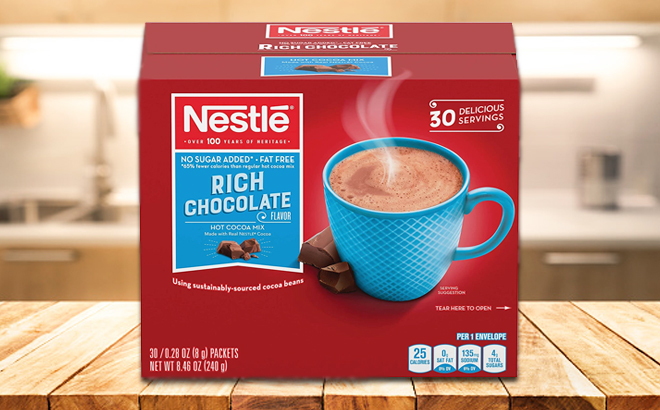 Nestle 30 Count Hot Chocolate Packets Sugar Free Box