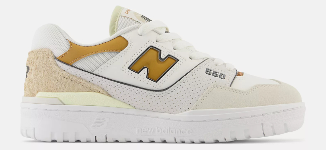 New Balance 550 Womens shoes in sea salt with tobacco and incense color