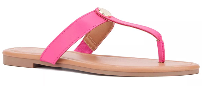 New York Company Womens Adonia Flat Sandals in Pink