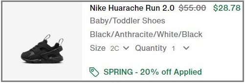 Nike Huarache Run 2 0 Toddler Shoes Checkout Page