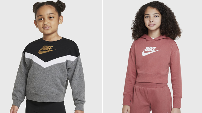 Nike Little Kids Toddler Crew and Nike Big Girls French Terry Cropped Hoodie