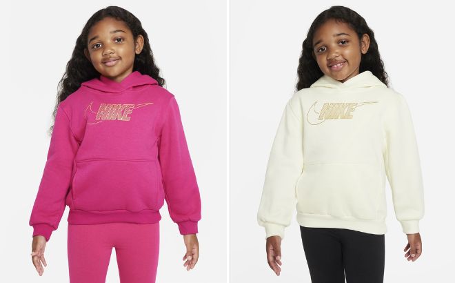 Nike Sportswear Club Fleece Holiday Shine Hoodie Little Kids Hoodie Nike Sportswear Club Fleece Holiday Shine Hoodie Little Kids Hoodie
