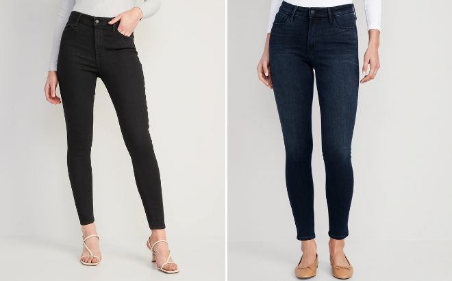 Old Navy High Waisted Wow Super Skinny Jeans and High Waisted Rockstar Super Skinny Jeans