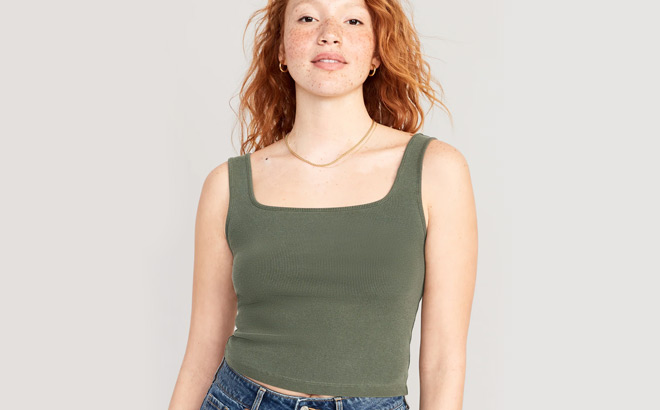 Old Navy Womens Cropped Rib Knit Tank Top