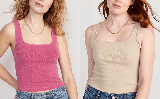 Old Navy Womens Cropped Rib Knit and Ultra Cropped Rib Knit Tank Tops