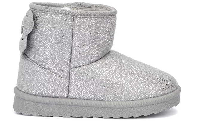 Olivia Miller Toddler Girls Bow Slipper Flat Heel Winter Boot in Grey Color