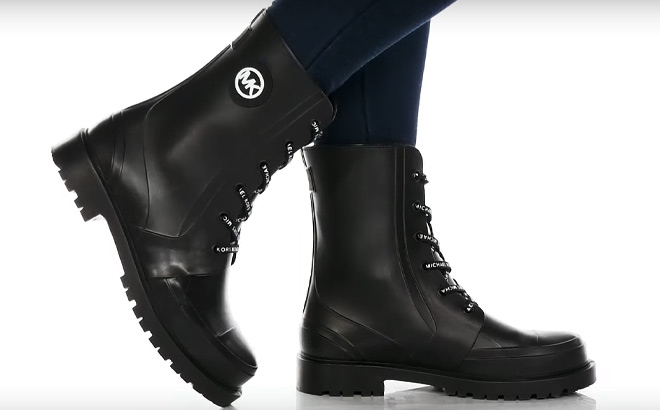 Pair of Michael Kors Womens Rain Boots in Black 1
