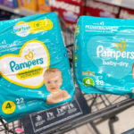Pampers Swaddlers and Baby Dry Jumbo Diaper Packs in Cart