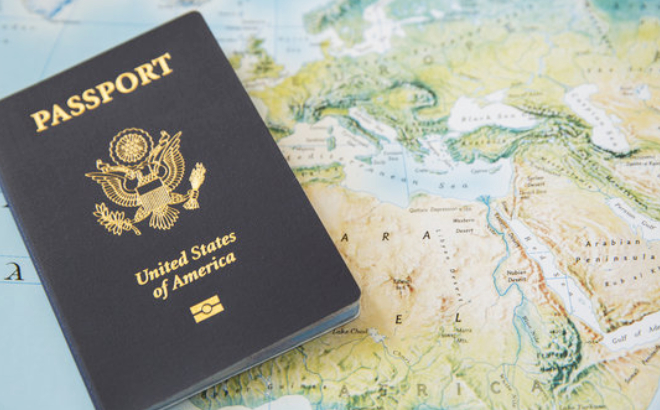 USA Passport on a World Map