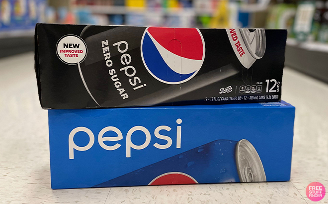 Pepsi and Pepsi Zero Sugar 12 Pack on the Floor at Target